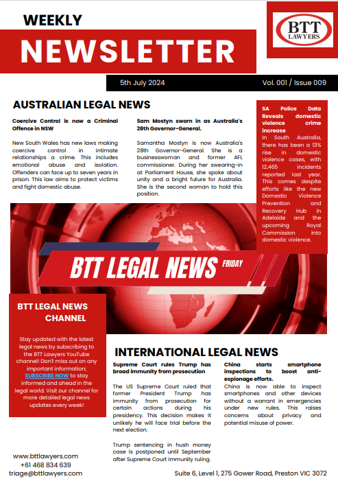 ISSUE 9 – 5th July BTT Legal Newsletter